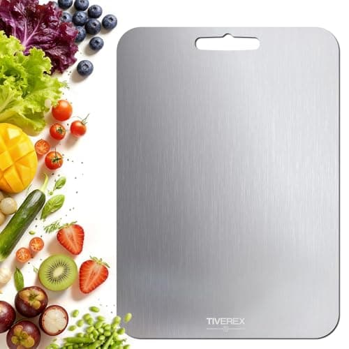 TIVEREX Titanium Cutting Board,100% Pure Titanium Cutting Boards for Kitchen, Easy to Clean, Dishwasher Safe, Double Sided Non Toxic Food-Grade Chopping Boards for Meats, Fruits and Vegetables - Image 1