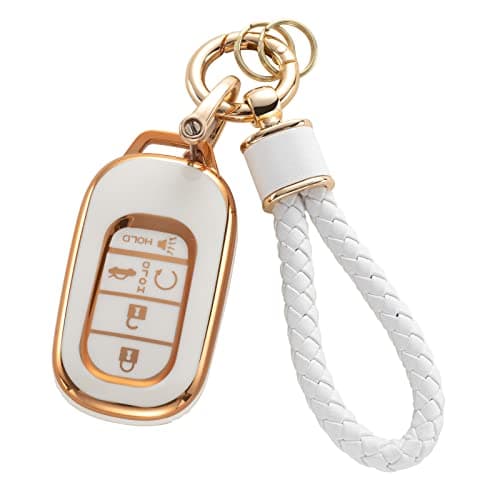 RUABIBAN for Honda Key Fob Cover with Keychain, Soft TPU Key Case Protection Fit for 2022 Hond Accord Civic CRV Pilot Odyssey 11th Gen Smart Key Holder - Image 1