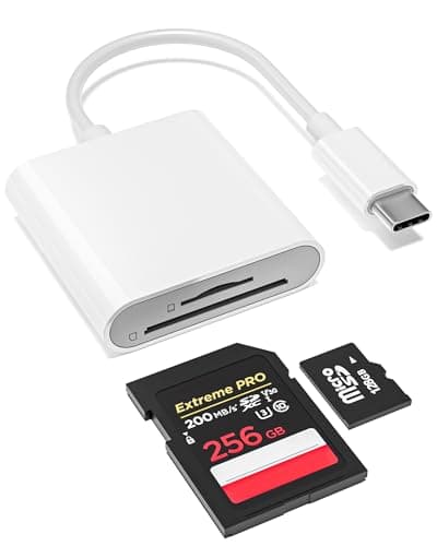 USB-C SD Card Reader, Dual Slot for SD/MicroSD Cards, Type C SD Card Adapter Compatible with iPhone 17/16/15, Pad,Laptop, Memory Card Reader Trail Camera Viewer Plug and Play - Image 1