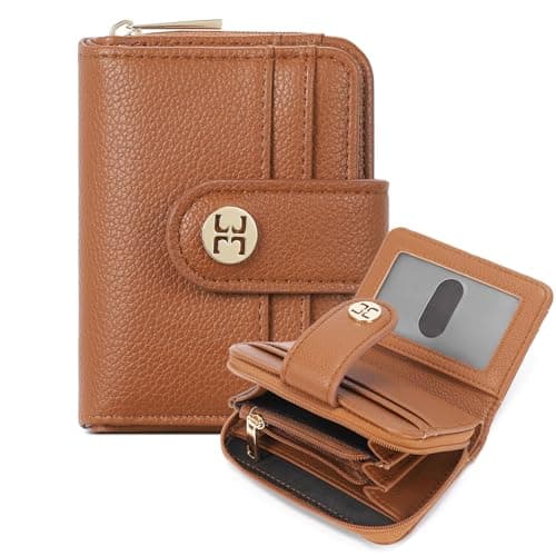 Telena Small Wallet Women RFID Blocking Bifold Card Holder Leather Wallets with Zipper Coin Pocket Brown - Image 1