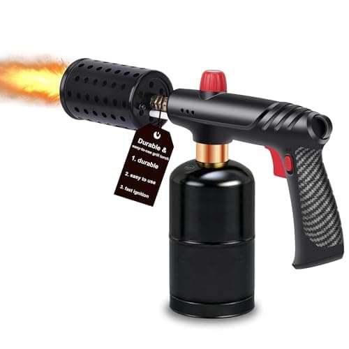 Seiyeje Powerful Propane Torch Gun, 3272°F Flame Thrower with Adjustable Flame & Safety Lock, One-Touch Ignition Kitchen Torch for BBQ, Searing Steak & Camping (Tank Not Included)
