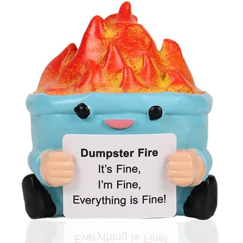 TTDOM White Elephant Gifts for Women Dumpster Fire Desk Accessories Emotional Support Dumpster Fire with 5Pcs Positive Cards Inspirational Gifts for Coworkers - Image 1