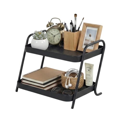 NobleForm Desk Organizer 2-Tier Storage Shelves Multifunctional Desktop Organizer for Office, Dresser, Kitchen, Adjustable Compact Storage Solution for Cosmetics, Office Supplies, Condiments, and Food - Image 1
