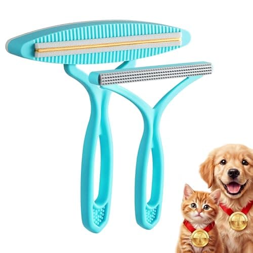 YOUDIWADI 2 Pack Set Pet Hair Removal Tool – Dual-Head Copper & Plastic Scraper for Carpet, Furniture & Car, Reusable Lint Remover for Embedded Dog & Cat Hair