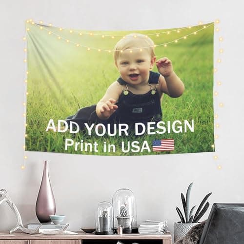 ANSTING Custom Tapestry with Photo, Ships Next Business Day, Print in USA, Personalized Picture Text Wall Hanging Banner Customized Image Background for Bedroom Decor (60x40in) - Image 1
