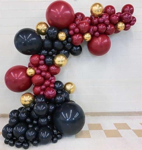 Red Black Gold Balloon Garland Arch Kit 139pcs Double Stuffed Latex Balloons for Gender Reveal Bridal Shower Anniversary Birthday Party Decorations - Image 1
