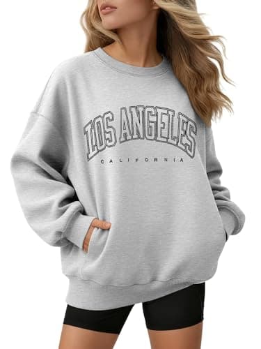 ATHMILE Preppy Sweatshirt Oversized Women Crewneck Fleece Long Sleeve Pullover Hoodies Tops Fall Fashion Outfits 2026 Clothes - Image 1
