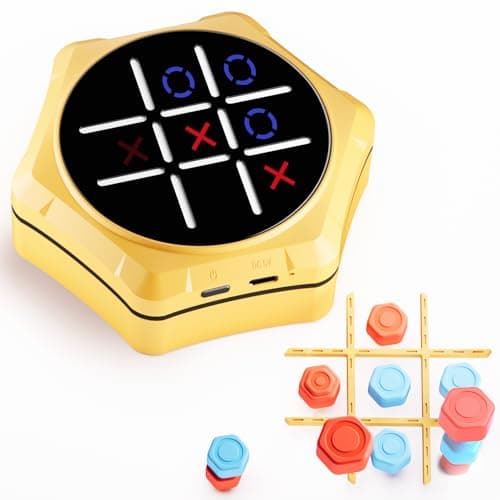 Tic Tac Toe Handheld Game Bolt : VORQXIN Digital Electronic Brain Teaser - 5 in1 Portable Mini Console Mute Function Travel Games for Car Ride,Unique Gift for Boys Girls and Adults - Image 1