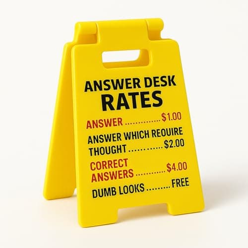 VDOR Office Desk Accessories Sign: Funny Gag Gifts Mini ANSWER DESK RATES Sign for Coworker & Boss – Cubicle Decor Home Office - Image 1