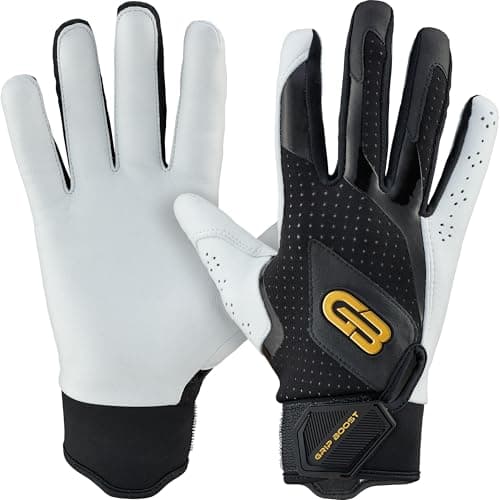 Grip Boost Loaded Baseball Batting Gloves with Boost Plus Leather - Adult and Youth Sizes (Black, Large) - Image 1