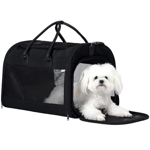 PET MARVEL Cat Carrier Soft Sided Large for Pet Dogs up to 25 Lbs, Airline Approved Mesh Pet Travel Bag, Breathable Bite-Resistant Fabric with Removable Washable Mat - Image 1