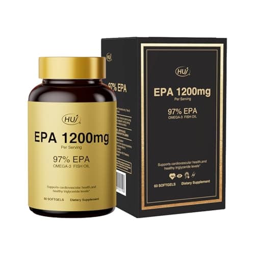HUJ 97% EPA Omega-3 Fish Oil - 1200mg EPA Fish Oil, Wild-Caught, Sustainably Sourced - Suppprts Cardiovascular Health & Healthy Triglyceride lewels* - 60 Softgels