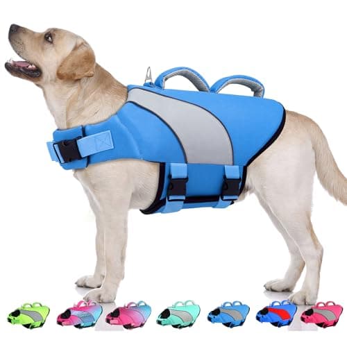 Doglay Dog Life Vest, Dog Life Jacket with Double Rescue Handles and Reflective Stripes, Adjustable High Visibility Swimming Safety Vest, Pet Life Preserver Lifesaver for Small Medium Large Dogs - Image 1