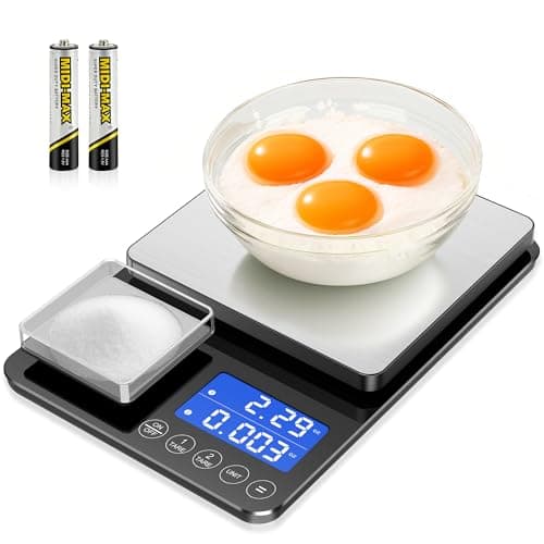 KUAIVO Dual Platform Digital Kitchen Scale, 33lb/15kg & 0.001oz/0.01g Precision, Two Scales in One, Coffee & Food Scale, Dual Display, Stainless Steel, Tare, g/oz/lb/ml - Image 1