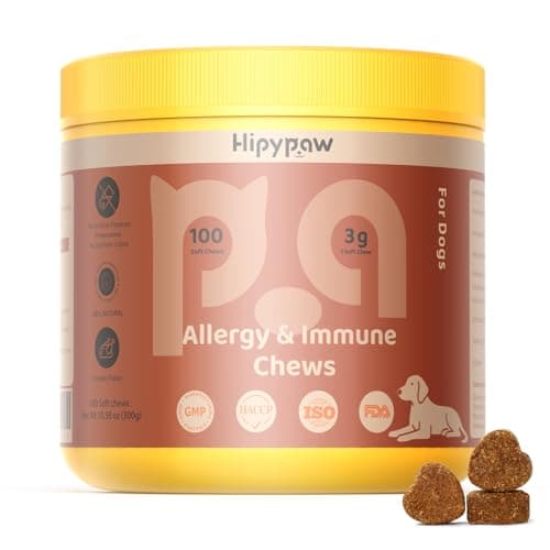 HipyPaw Dog Allergy Relief Chews: Dogs Chew for Itching Relief and Skin Allergy- Soft Probiotics Chew for Dogs Digestive Health Gut Health & Immune System-Skin and Coat Health-200ct - Image 1