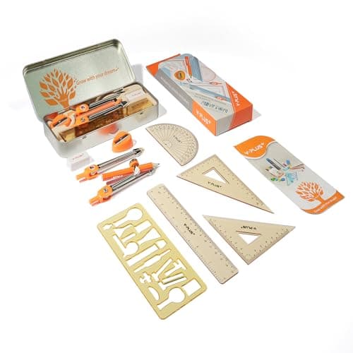 YPLUS Geometry Set for Students, Math Protractor Compass, Box of Protactors Kit for Class Supplies and School Kids Toddler - 11 Pcs - Image 1
