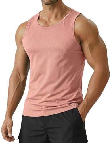 PINSPARK Breathable Tank Tops Men Moisture Wicking Sleeveless Athletic Shirts Lightweight Gym Workout Summer Cooling Sports Pink - Image 1
