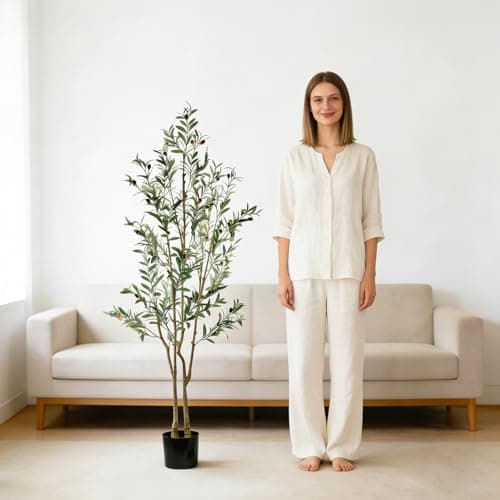 Lynadri 5ft Olive Trees Artificial Indoor 2in1, Fake Large Tall Olive Plant for Living Room Office Corner, Faux Big Decor Tree Plants Realistic Decorative with Pot - Image 1