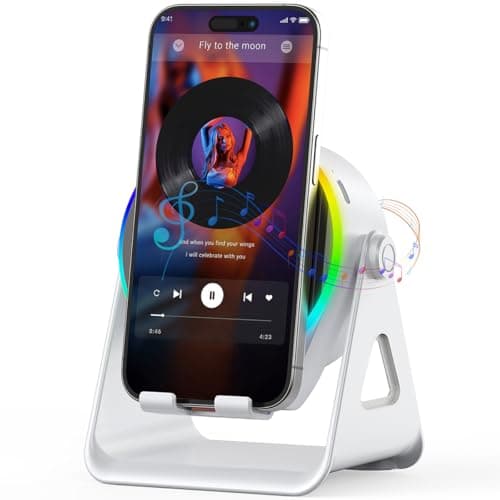 Wireless Induction Audio Bluetooth Speaker, 4 in 1 Phone Speaker Amplifier Phone Stand with RGB Light and Adjustable Holder for Tablet iPhone Android, Uqique Birthday Gift for Men Women Teens - Image 1
