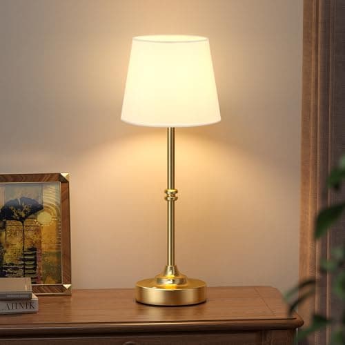 Kakanuo Rechargeable Cordless Table Lamp Gold - 1 Pack Brass 4000mAh Battery Operated Lamp, Touch Control Stepless Dimming, for Home Decor, Dining Table, Living Room, Bedroom - Image 1