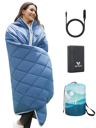 Heated Blanket Battery Operated,12V Heated Shawl Throw Blanket,Cordless heating pad with 15000 battery,Wearable Heated Blanket,Sherpa Lining,3 Heating Set for Car,Camping,Backpacking,Hiking,Travel - Image 1