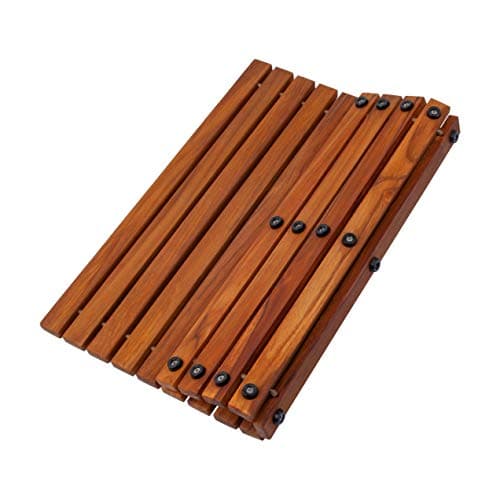 Nordic Teak 100% Solid Teak Wood String Mat - Indoor and Outdoor Use - Non-Slip Wooden Platform for Sauna, Pool, Hot Tub Flooring Decor and Protector (Oiled Finish, 19.6" x 19.6") - Image 1