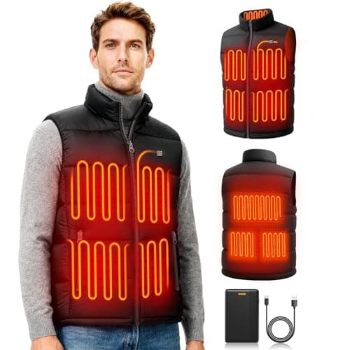 qsvgms Heated Vest for Men, Heated Jacket with 7.4V 16000mAh Battery Pack, Lightweight Rechargeable Heated Vest for Hunt Camping Cycling Ski Outdoor Black Large (Charger Not Included) - Image 1
