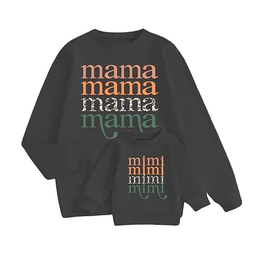 Ladicme Mommy and Me Matching Outfits Long Sleeve Crewneck Pullover Tops Graphic Family Sweatshirts Mom and Baby Clothes - Image 1