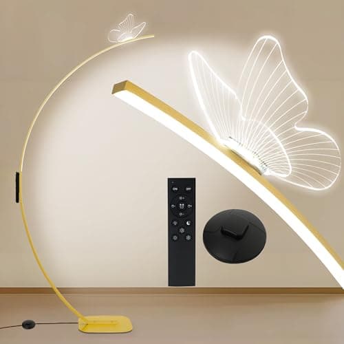 Modern Butterfly Arc Floor Lamp - Dimmable 2000 Lumens Arched Floor Lamp with Remote Control, 3 Color Modes & Foot Switch, Elegant Arc Floor Lamps for Living Room, Bedroom, Office Decor (Gold) - Image 1