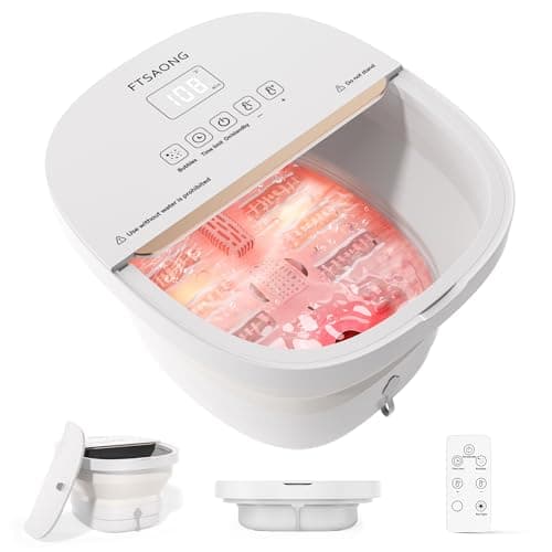 FTSAONG Collapasible Foot Spa Bath Massager with Heat, Pedicure Foot Spa with Bubbles and Jets/Timer/Temperature Control, Feet Soak Tub for Home, Office, Relaxation and Stress Relief (White) - Image 1