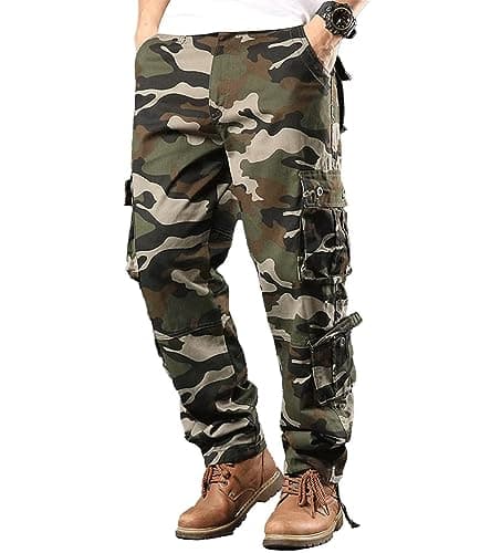 BAYAMO Mens Camo Cargo Pants Military Fatigue BDU Pant Hunting Combat Work Hiking Casual Pants with 8 Pockets (Camo Khaki,40) - Image 1