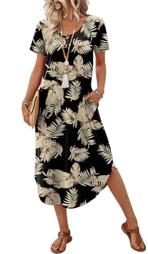 Summer Dresses for Women 2026 Long Maxi Flattering Dresses to Hide Tummy Maternity Dress Spring Cruise Outfits Black Dress L - Image 1