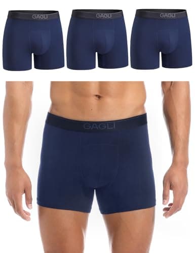 gagli Mens Underwear Boxer Briefs, Breathable Modal Boxer Briefs for Men with Moisture Wicking, Soft Elastic Waistband 5" (US, Alpha, Large, Regular, Regular, Navy Blue) - Image 1