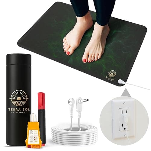 Terra Sol Luxury Grounding Mat for Feet, 24x16in Earthing Mat Grounding Pad for Pain Relief, Inflammation, Better Sleep - Includes 15 ft Cord, Conductivity Tester, Socket Tester for Safe Use - Image 1