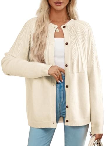 Dokotoo White Cardigan Sweaters for Women 2026 Fall Outfits Fashion Long Sleeve Open Front Cardigan Ashion Trendy Women's Cardigans Lightweight Fitted Crochet Knit Winter Cardigan - Image 1