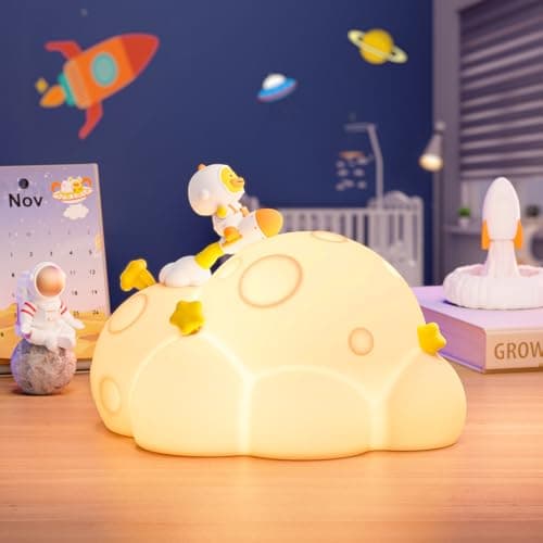 ICARER FAMILY Auto-Off Night Light for Kids - Rechargeable Touch Control Bedside Lamp, Planet Night Lights for Nursery, Gift for Girls Boys - Image 1