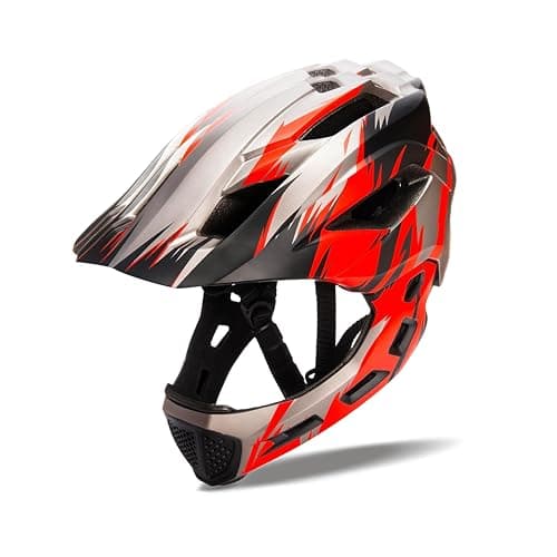 Natuway Toddler and Kids Full Face Helmet, Girl and Boy BMX Multi-Sport Detachable Mountain Dirty Bike Helmet Around 3-12 Years Head Circumference.