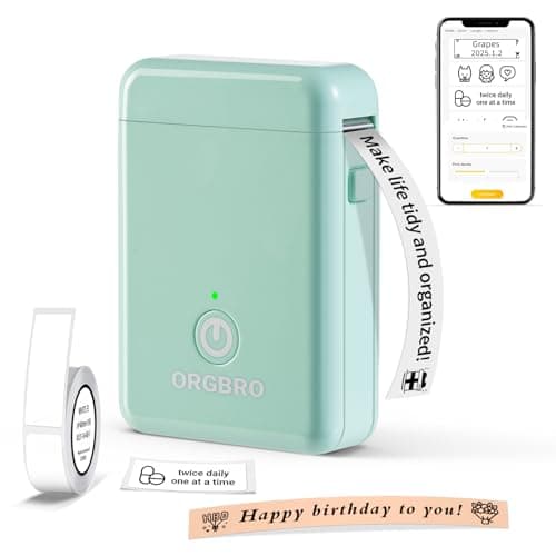 ORGBRO Label Maker Machine with Tape, X1 Portable Bluetooth Mini Label Printer, Support Pre-Cut & Continuous Label, Wireless Small Label Makers with Versatile App for School Home Office Organization - Image 1