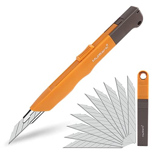 Mulwark 11PC Box Cutter Retractable Utility Knife Set - Heavy Duty Craft Knife with 10PC Sharp Snap-off 9MM 30 Degree Blades for Precision Cutting - Image 1
