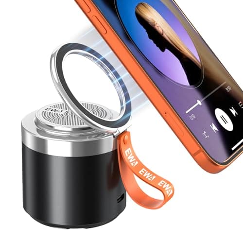 EWA Wireless Bluetooth Speaker with Secure Magnetic Phone Stand, HD Surround Sound & Anti-Slip Base | Hands-Free Magnetic Holder for Desk, Kitchen, Home Workout - Gift Ideal for Men Women (Black) - Image 1