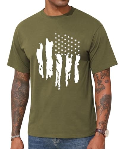 KESIHAN American Flag Shirt Patriotic Shirts for Men Crewneck Casual Mens Vintage 4th of July Graphic Tees - Image 1