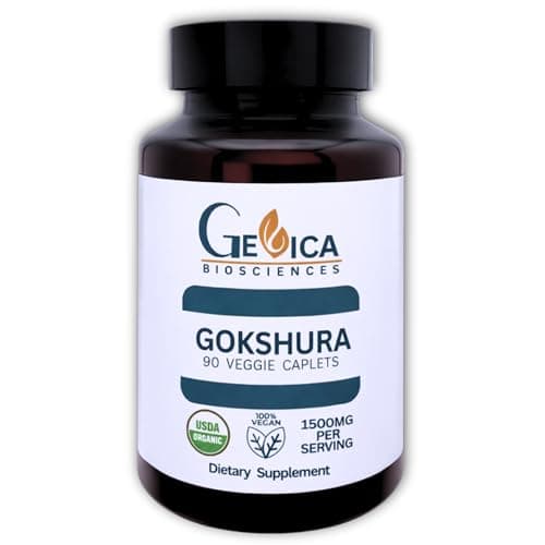 GeVica Biosciences Gokshura (Tribulus terrestris) – USDA Organic, 1500 mg per Serving, Whole Herb Powder, No Extract, NPOP & BioAgriCert Certified, 90 Caplets - Image 1