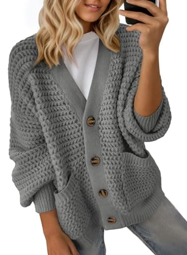 Dokotoo Womens Oversized Open Front Cardigan Sweaters for Women 2026 Fashion Ladies Fall Sweater Long Sleeve Autumn Chunky Fashion Soft Knit Winter Outerwear Coats Gray X-Large - Image 1