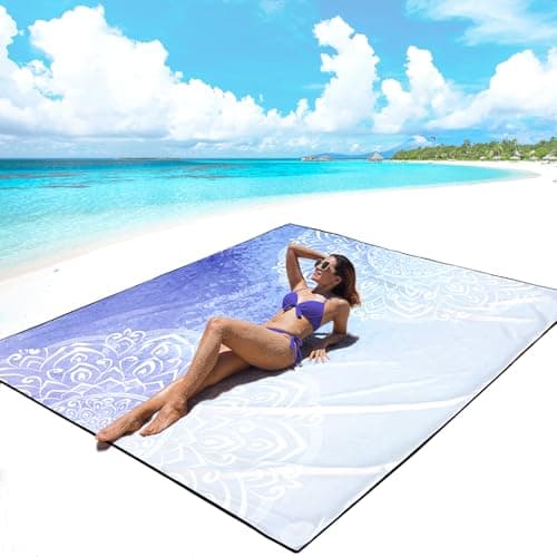 AISPARKY Beach Blanket Waterproof Sandproof, Oversized Large Beach Mat 79" X 83"/120"x108" for 1-8 Adults, Quick Drying&Compact&Lightweight, Picnic Mat Vacation Essentials for Beach Camping Travel - Image 1