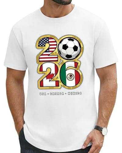 Aiyino 2026 World Cup Soccer Tee Men USA Canada Mexico Fan Graphic Shirt Stadium Party Game Day Gift White 2026 XL - Image 1
