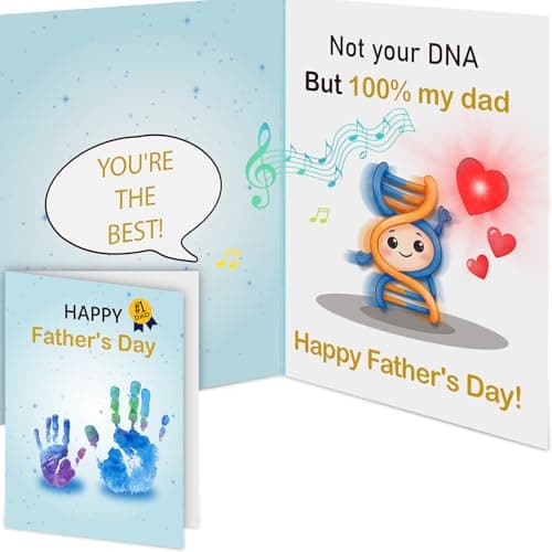 mountova Bonus Dad Stepdad Father's Day Card, Funny Animated Shaking Light Up and Musical Stepdad Greeting Card from Step Son Daughter,5.9" x 7.9"