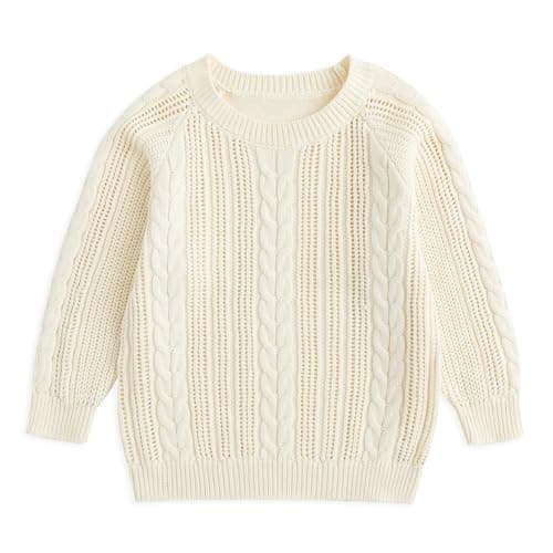 Curipeer Boys Twist Sweater Crewneck Long Sleeve Apricot Pullover Sweaters - Image 1