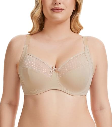 Oscrenia Women's Full Coverage Non-Padded Bra Comfort Soft Underwire Plus Size(Nude,40DD) - Image 1