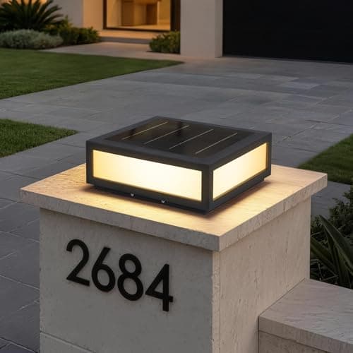 MVBT Large Solar Post Lights Outdoor, 15.8" Square Solar Pillar Lights, Exterior Column Light Waterproof, Solar Power Post Lantern, Modern Column Lighting Lamp Dusk to Dawn for Patio Gate Stone Posts - Image 1