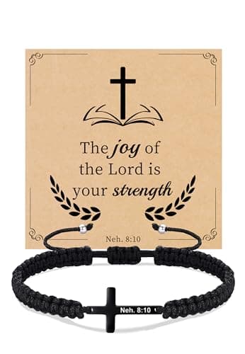 Sistble Easter Gifts for Men Teens, Easter Basket Stuffers Cross Bracelet Christian Gifts for Men Jesus Inspirational Bracelets Bible Verse Baptism Religious Catholic Gift Confirmation Jewelry - Image 1